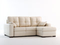 Canapé d'angle 270x165x85 cm - canapé d'angle en cuir synthétique beige avec méridienne droite style moderne confortable - salon contemporain avec assise large et coussins inclus