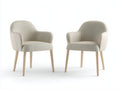 Chaise de salle à manger 58 x 59 x 81 cm en tissu bouclé crème avec pieds en bois - Lot de 2 chaises de salle à manger avec accoudoirs - Style scandinave moderne