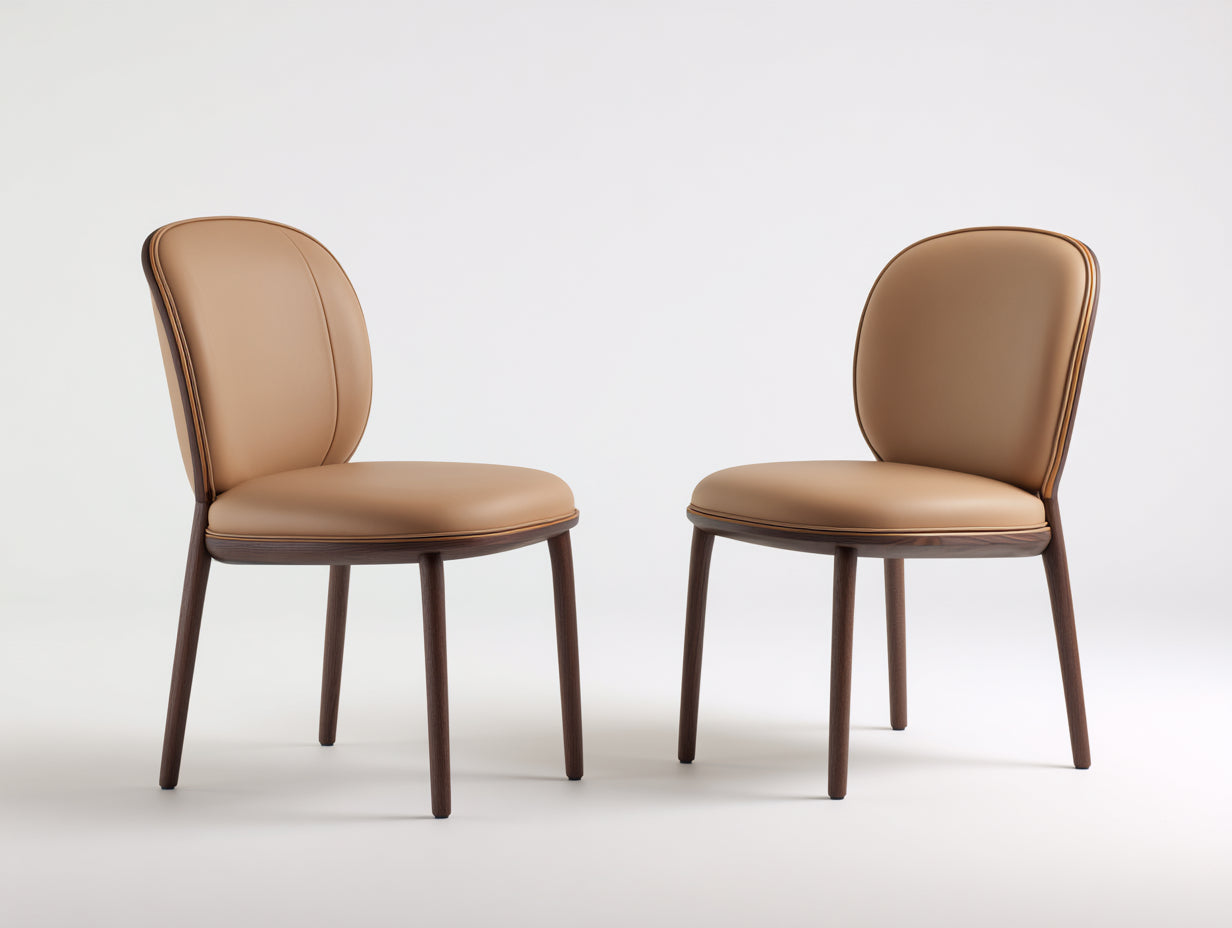 Chaise de salle à manger chaise design rembourrée cuir synthétique bois massif 45x50x85 cm - beige bois brun - design moderne élégant