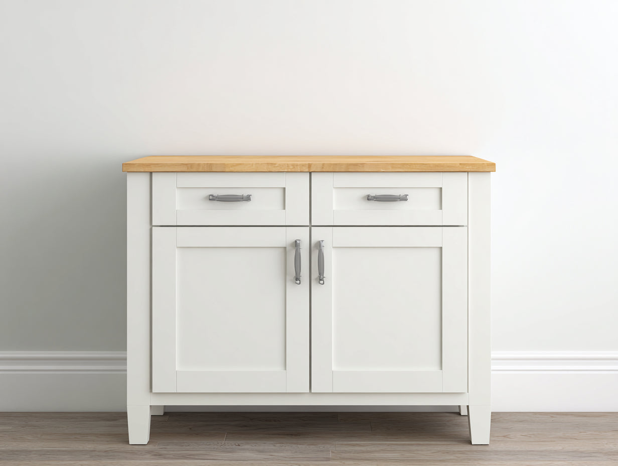 Buffet moderne bois MDF blanc et bois naturel 120x40x80 cm - style scandinave meuble de rangement salon salle à manger