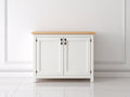 Buffet moderne bois MDF blanc et bois naturel 120x40x80 cm - style scandinave meuble de rangement salon salle à manger