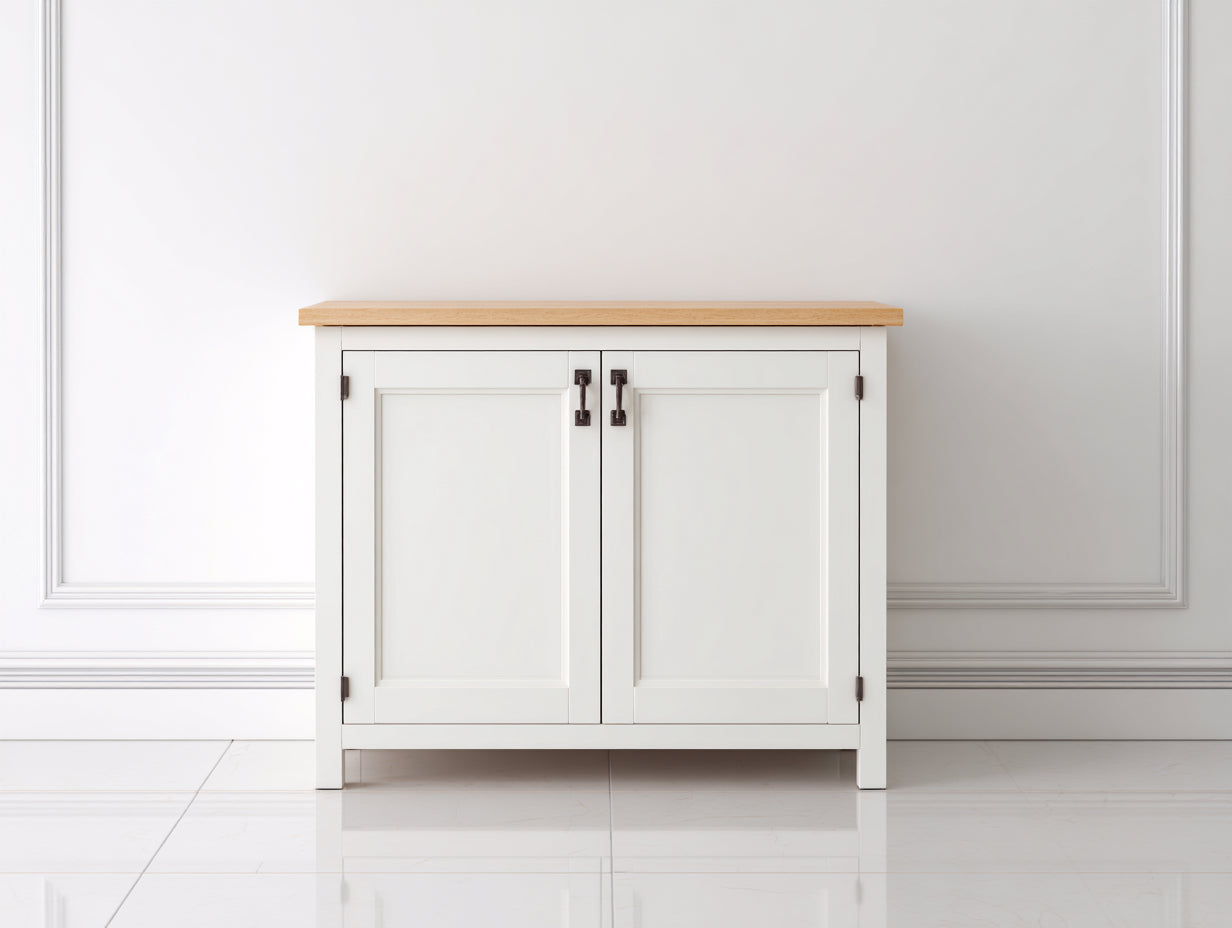 Buffet moderne bois MDF blanc et bois naturel 120x40x80 cm - style scandinave meuble de rangement salon salle à manger
