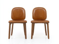 Chaise de salle à manger cuir marron bois massif design moderne style vintage lot de 2 pour cuisine et salle à manger