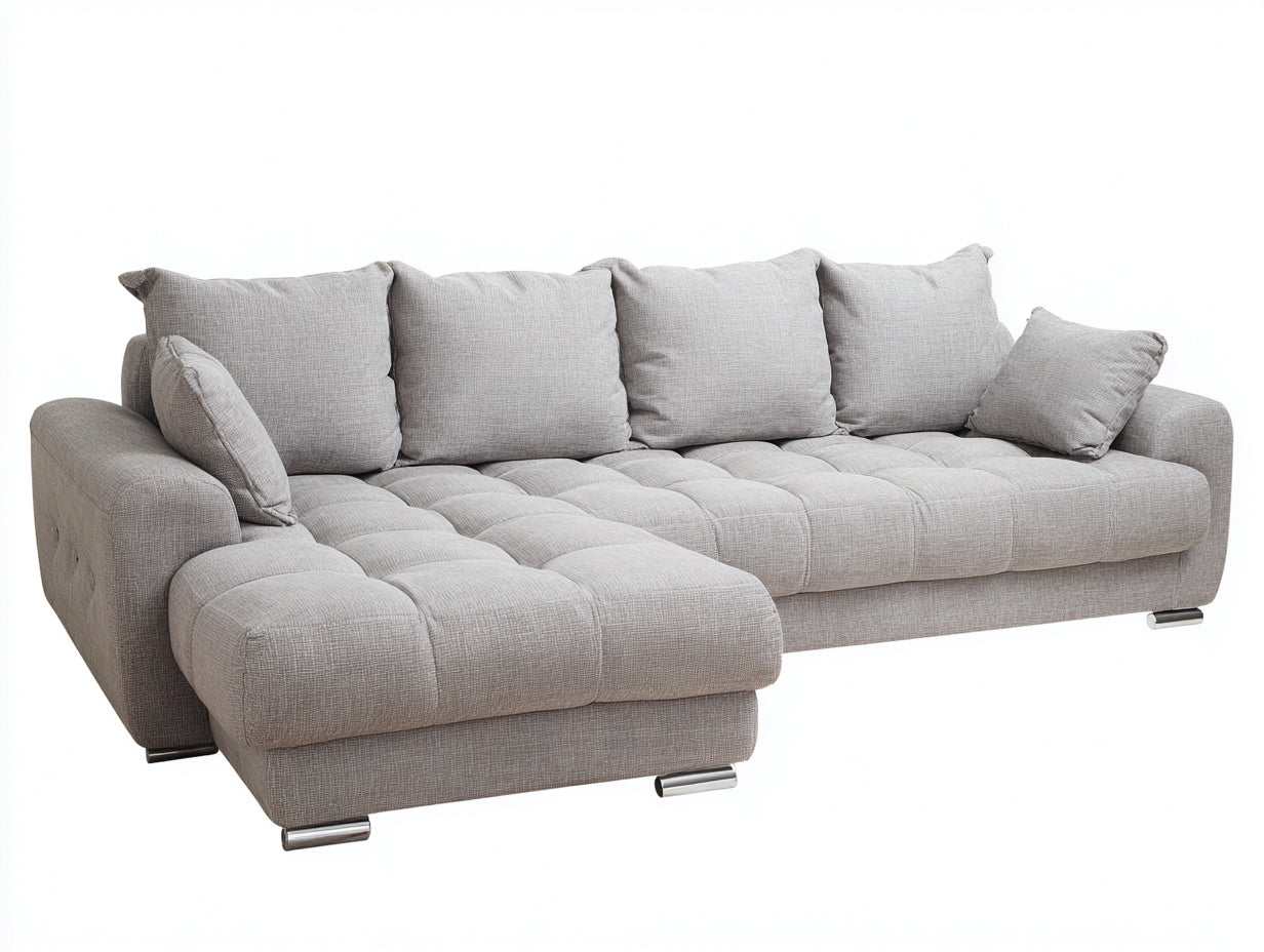 Canapé d'angle canapé d'angle modulable tissu rembourré structure bois métal style contemporain 260x160x85 cm - gris clair - design moderne confort