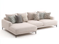 Canapé d'angle 300x180x85 cm - canapé d'angle moderne en tissu beige style scandinave - grand sofa modulable avec assise profonde et structure métal noir - design contemporain confortable pour salon