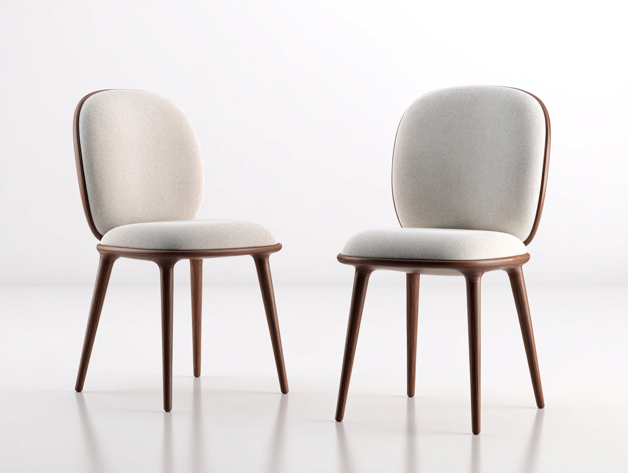 Chaise de salle à manger 45x50x83 cm - lot de 2 chaises scandinaves en tissu beige et bois naturel - design moderne minimaliste avec assise rembourrée confortable