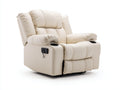 Fauteuil relax en similicuir crème 92 x 96 x 105 cm - Fauteuil inclinable avec double porte-gobelet et télécommande - Design moderne pour salon