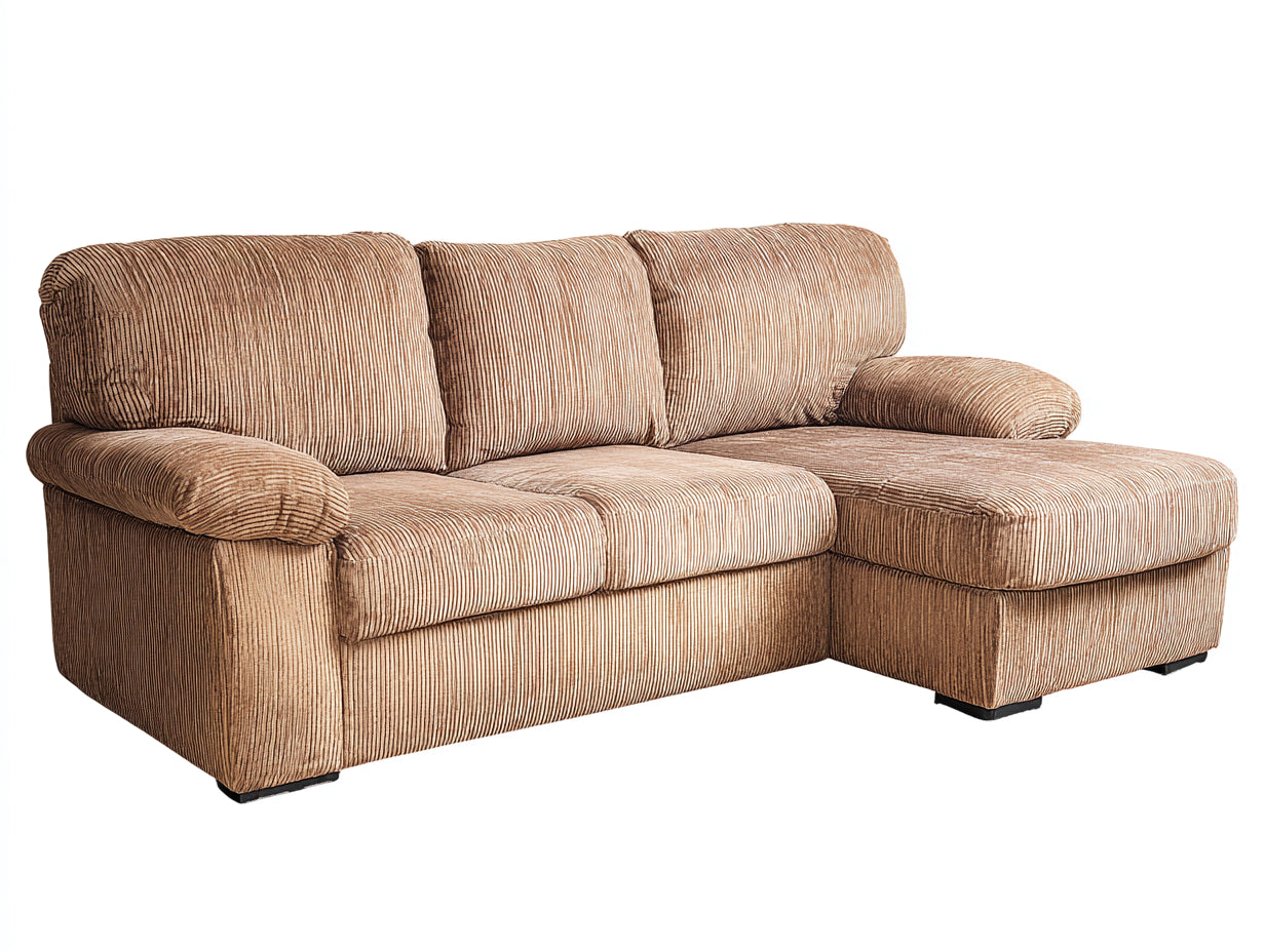 Canapé d'angle canapé d'angle convertible tissu côtelé structure bois style contemporain 240x160x85 cm - beige - design moderne confortable