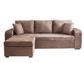 Canapé d'angle 245 x 155 x 85 cm en velours côtelé taupe - Canapé d'angle avec méridienne et assise rembourrée - Style contemporain