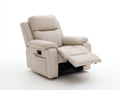 Fauteuil relax électrique cuir synthétique beige 88x92x105 cm avec repose-pieds inclinable et poche latérale pour salon