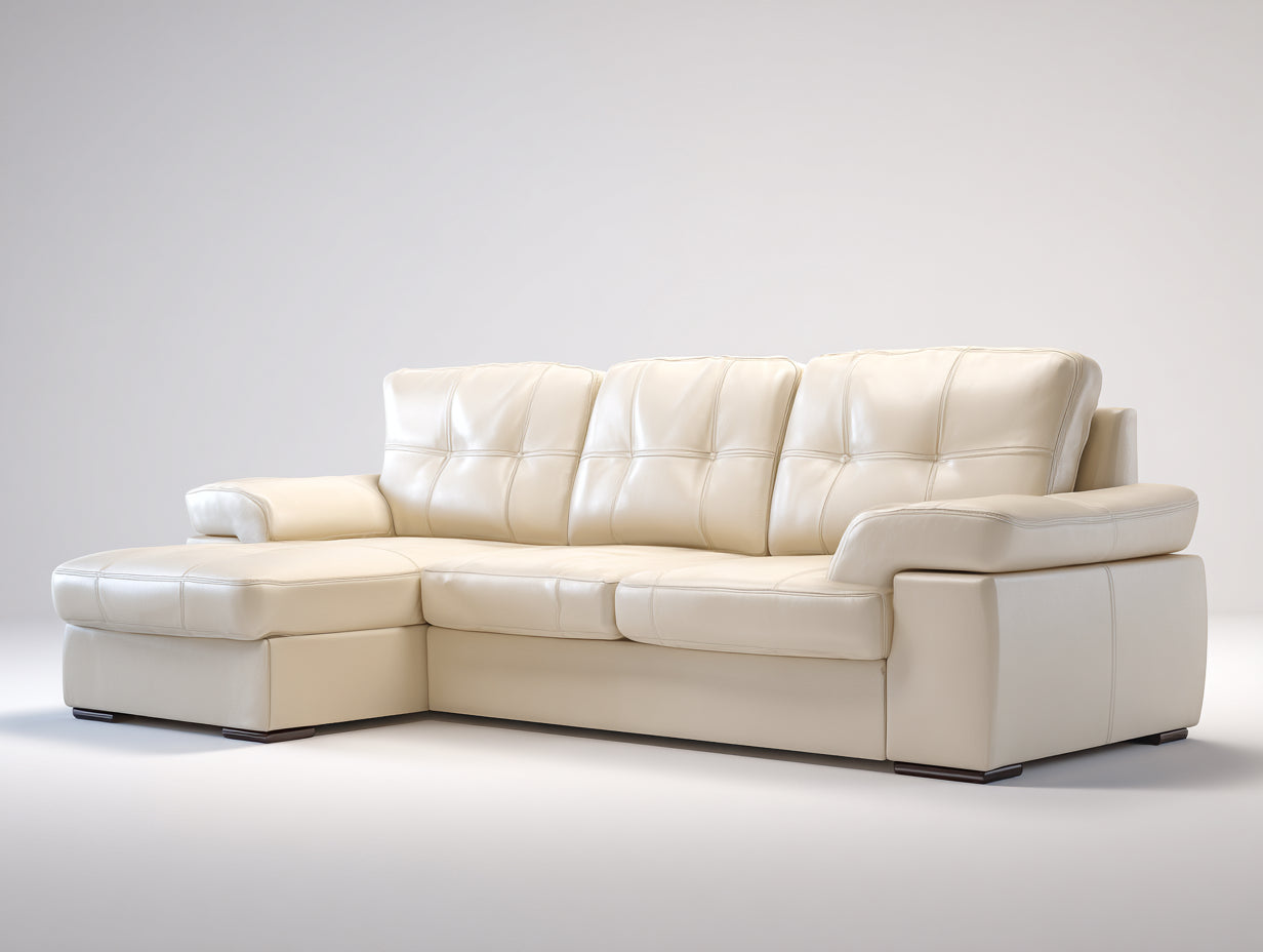 Canapé d'angle canapé d'angle cuir synthétique rembourré structure bois style moderne 270x165x85 cm - beige - design contemporain confort
