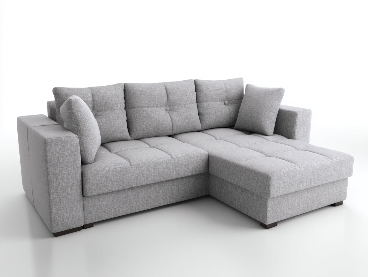 Canapé d'angle tissu gris 260x160x85 cm design moderne salon meuble de séjour