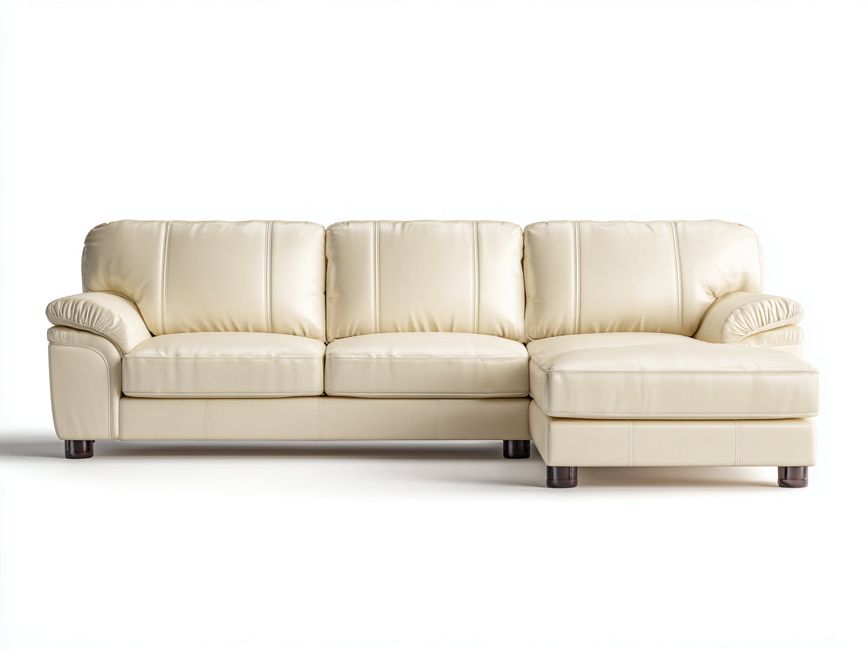 Canapé d'angle 280x160x85 cm - canapé d'angle en cuir synthétique beige avec méridienne droite style moderne confortable - salon design élégant avec assise large et structure rembourrée