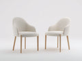 Chaise de salle à manger tissu beige bois naturel 52x55x80 cm design moderne lot de 2 pour cuisine et salle à manger