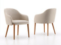 Chaise de salle à manger 57 x 60 x 81 cm en tissu beige avec pieds en bois - Lot de 2 chaises de salle à manger avec accoudoirs - Style scandinave moderne