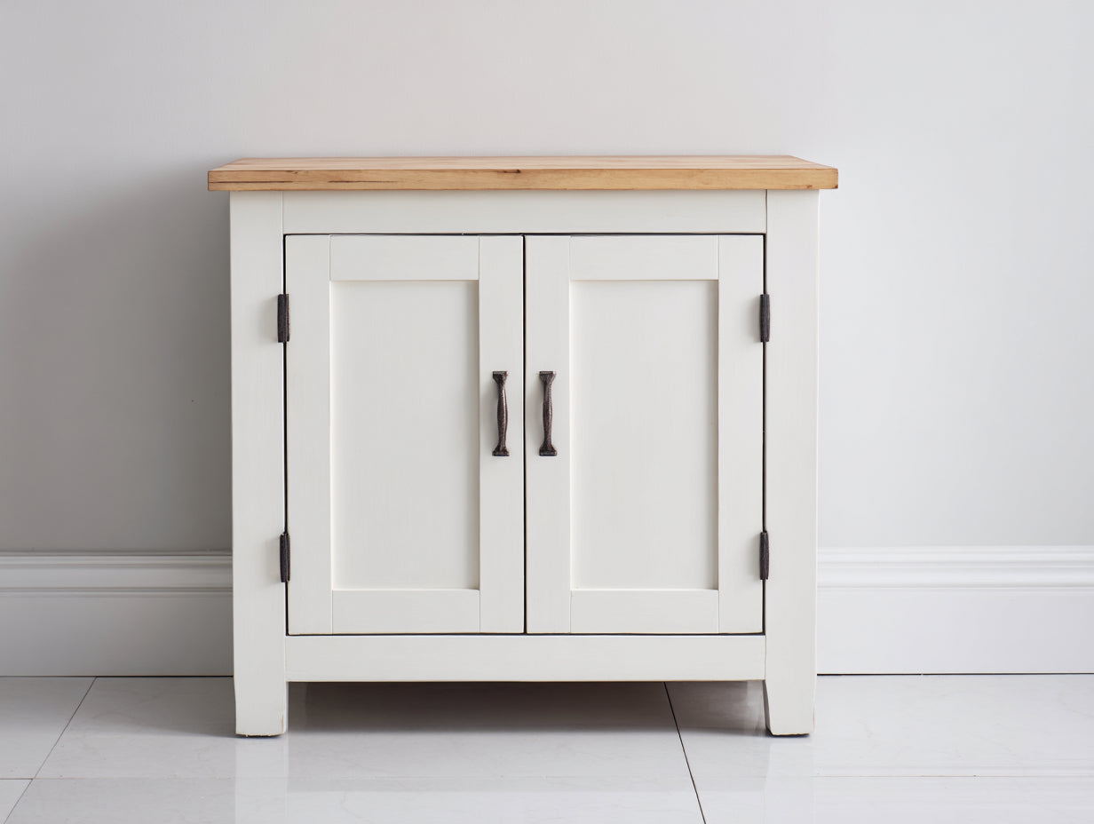 Buffet 100x40x85 cm - buffet de rangement moderne scandinave bois blanc - meuble 2 portes avec plateau bois naturel - design minimaliste pour salon et salle à manger