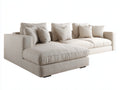 Canapé d'angle 300 x 180 x 82 cm en tissu bouclé crème - Canapé d'angle avec assise profonde et coussins de dossier - Style contemporain