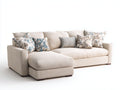 Canapé d'angle tissu beige 280x170x85 cm design moderne salon style contemporain meuble de séjour