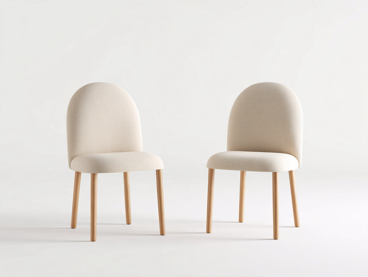 Chaise de salle à manger chaise design tissu bouclé bois naturel style scandinave 48x52x82 cm - beige bois naturel - design moderne doux